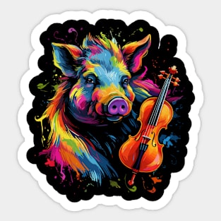 Wild Boar Playing Violin Sticker